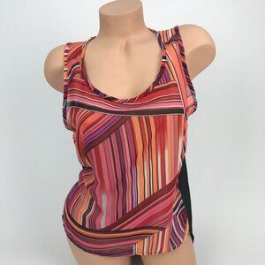 #31 MILKY WAY Multicolored Striped Printed Backless Tank‎ Top Blouse Size Medium